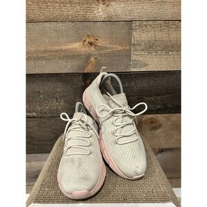 Skechers Womens BOBS Step And Go 117122 Beige Pink Running Shoes Sneakers Sz 8.5